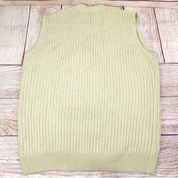John Blair Men Cable Knit Sleeveless Sweater Vest Button Front 2 Pockets Cream L - Picture 12 of 12